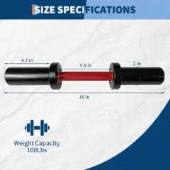 16 Inch Dumbbell Bar Handles (2-Pack),Steel Loadable Bars w/Rotating Sleeves & Knurled Grips, 100LB Capacity, 2" Plate Compatible + 4  Collars