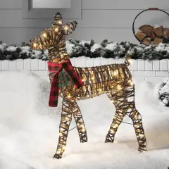 LED 37" Faux Rattan Doe Christmas Novelty Sculpture Light Warm White - Wondershop&trade;