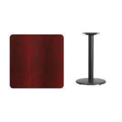 Emma and Oliver 30" Square Laminate Table Top with 18" Round Table Height Base