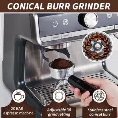 Espresso Machine With Grinder And Frother,20 BAR Professional Espresso Maker