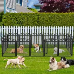 8 Panels Heavy Duty Metal Dog Playpen Pen Pet Whelping Playpen Cage with Waterproof Fertility Mat for Indoor Outdoor Garden Puppy Play Exercise