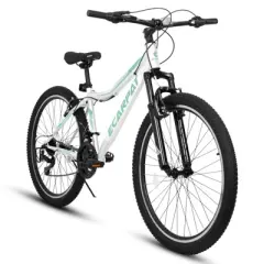 DSVIMOY 26 Inch Mountain Bike, 21-Speed, Front Suspension, Mountain Bike for Teenagers Girls Women, White, 69"*27"*39"