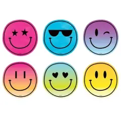 Teacher Created Resources&reg; Brights 4Ever Smiley Faces Mini Accents, 36 Per Pack, 6 Packs