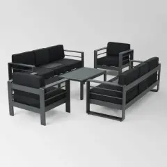 Cape Coral 5pc Aluminum Chat Set: Weather-Resistant, Modern Design - Christopher Knight Home