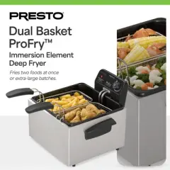Presto ProFry 8-Cup Deep Fryer with 1800-Watt Immersion Element for Quick Preheating and Fast Oil Temperature Recovery, Stainless Steel