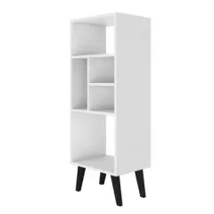 42.32" Mid-High Warren Bookshelf White/Black - Manhattan Comfort