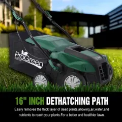 Garden Scarifier 2-in-1 Electric Dethatcher Scarifier With Removable Collection Bag Electric Lawn Dethatcher,abstract,green,44.5in,3.71ft