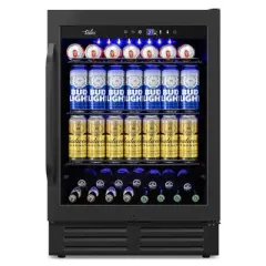 Velivi 24 Inch Beverage Refrigerator, 5.2 Cu. Ft. Drink Refrigerator with Glass Door