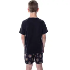 Harry Potter Boys' Hogwarts Castle Raglan Shirt and Shorts 2 PC Pajama Set Black