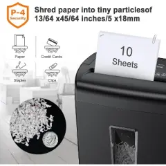 Bonsaii 10-Sheet Cross Cut Paper Shredder, 5.5 Gal Wastebasket with Transparent Window, P4 Security Level