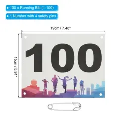 Unique Bargains Waterproof Reusable Tearproof Running Bib Numbers Multicolor 7x6 Inch 100 Pcs