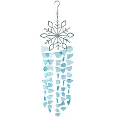 Wind & Weather Handcrafted Metal and Recycled Glass Snowflake Wind Chime
