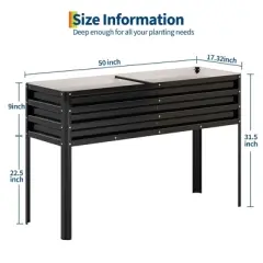 Raised Garden Bed With -Watering Reservoir - Tall Elevated Square Planter Box for Vegetables/Herbs