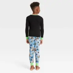 Boys' Jurassic World 2pc Snug Fit Pajama Set with Slippers - Black/Blue Denim