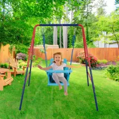 Ridstar 2 in 1 Children's Metal Plastic Safety Swing Set For Children Aged 3 and Above-Blue