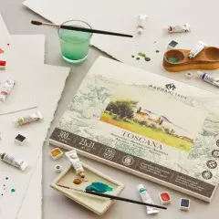 Magnani 1404 Toscana Rough 100% Cotton Watercolor Paper Block, 20 Sheets,  140 lb, Acid-Free, UV Resistant,  Vegan Sized Water Color Paper for