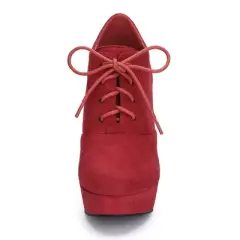 Allegra K Women's Platform Chunky Heel Lace Up Booties