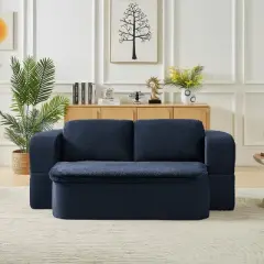 Modern 2-in-1 Sleeper Sofa with Included Cushion Blanket, Folding Sofa Bed for Living Room, Apartment, or Bedroom &ndash; The Pop Home
