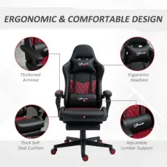 TiramisuBest Racing Gaming Chair, PU Leather, Ergonomic, Adjustable, Footrest, 5 Wheels, 274 lbs Max Load