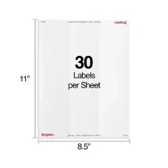 Staples Laser/Inkjet Address Labels 1" x 2 5/8" White 30 Labels/Sheet 18057/SIWO100