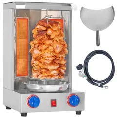 VEVOR Shawarma Grill Machine, 13 lbs Capacity, Chicken Cooker Machine with 2 Burners, Gas Vertical Broiler Gyro Rotisserie Oven Doner Kebab Machine