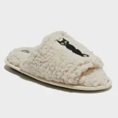 dluxe by dearfoams Women's Halloween Cat Slippers - Cream