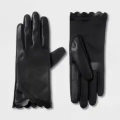 Isotoner Adult Faux Leather Scalloped Gloves