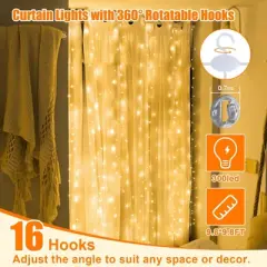 Itopfox Warm White LED Fairy Curtain String Lights with Remote Control for Wedding, Party, Home, Garden, Indoor Decorations
