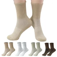 FURNIinspire 4 Pairs Pilates Stockings Toes Home Pilates Socks for Women Non Slip Grippers Yoga Crew Socks Barre, Multicolored, 11.7"*0.39"*0.39"