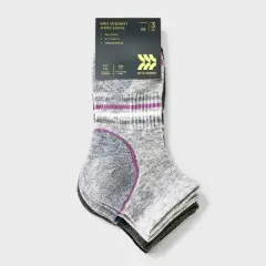 Women's 3pk Midweight Cushioned Wool Blend Striped Ankle Boot Socks - All in Motion&trade; Black/Gray 4-10