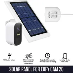Wasserstein Solar Panel with 13ft Cable Compatible with Eufy Cam 2C and 2C Pro - Power Your Eufy Surveillance Camera Continuously (3 Pack)