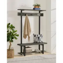 Pomona Entryway Hall Tree with Bench, Shelf and Coat Hooks - Alaterre Furniture