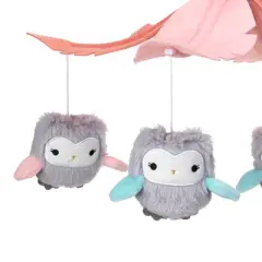 Lambs & Ivy Sweet Owl Dreams Gray/Pink Musical Baby Crib Mobile Soother Toy