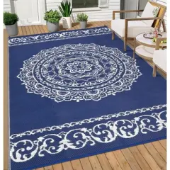 Waterproof Outdoor Rug UV-Resistant Plastic Straw Rug for Patio