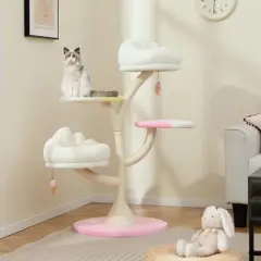 Tangkula Multi-Layer Cat Tree Cute Cat Tower w/ 2 Cat Perches & 2 Platforms