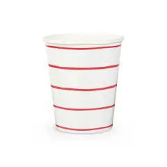 Daydream Society - Candy Apple Frenchie Striped 9 oz Cups - Pack of 8 Paper Cups