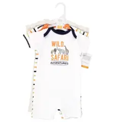 Hudson Baby Infant Boy Cotton Rompers, Wild Safari