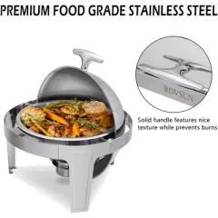 ROVSUN 6 Quart Roll Top Chafing Dish Buffet Set for Weddings Parties Banquet Catering Events