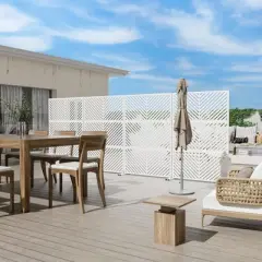 47-inches W x 72-inches H White Galvanized Sheet Screen Outdoor and lndoor Divider for Balcony Patio Garden Room Divider ( Parallel 01)