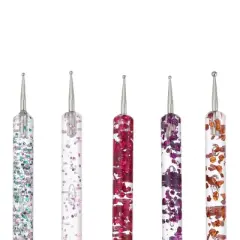 Unique Bargains Double Ended Faux Crystal Handle Nail Art Pens Multicolored 5 Pcs