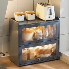 YIYIBYUS 2 Tiers Kitchen Storage Cabinet, Countertop Pantry Storage Cabinet