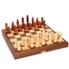 WE Games Magnetic Folding Walnut Wood Chess Set