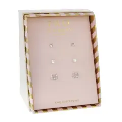 FAO Schwarz Cat, Simulated Pearl, Ball Stud Earring Set