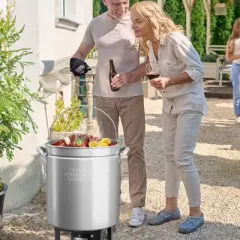 Winado 50 QT 3-Piece Stainless Steel Stock Pots with Strainer Basket, Lid, Hook and Steamer