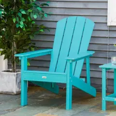 Outsunny Plastic Adirondack Chair, Outdoor Fire Pit Seating HDPE Lounger Chair with High Back and Wide Seat for Patio, Backyard, Garden