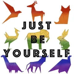 Design By Humans Just Be Yourself Rainbow Origami Animals By Tank Top