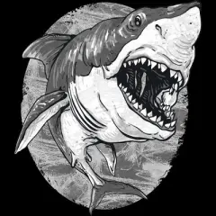 Junior's Design By Humans Great White Shark BW By MudgeStudios T-Shirt