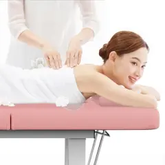 Dolonm 31.5" Wide Spa Massage Bed - 800lbs Heavy Duty, Chest Opening Design, Luxe PU Leather - Salon & Home Use - Pink