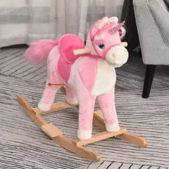 TopComfy Baby Bouncer and Rocker Toddler Kid Chair Plush Unicorn Ride On Toy for Playroom Living Room, Pink, 29.1"*13"*24.4"