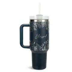 Elanze Designs Blessed Autumn Harvest Leaves 40 oz. Stainless Steel, Large Water Bottle Coffee Mug, Spill & Leak Resistant, Thermal Travel Tumbler